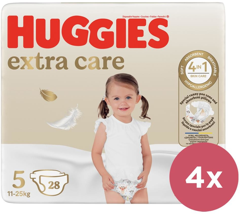 HUGGIES 4x Extra Care 5 12-17 kg 28 ks