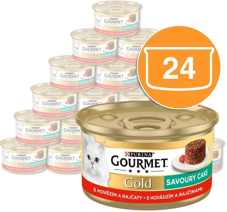 Gourmet Gold Směs dušených & grilovaných kousků s hovězím & kuřetem 24 x 85 g