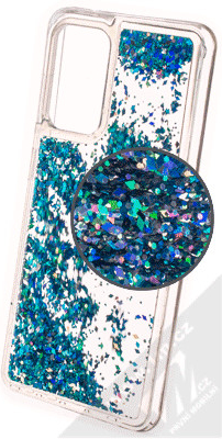 Pouzdro 1Mcz Liquid Diamond Sparkle ochranné s přesýpacím efektem třpytek Samsung Galaxy A52, Galaxy A52 5G, Galaxy A52s tyrkysové
