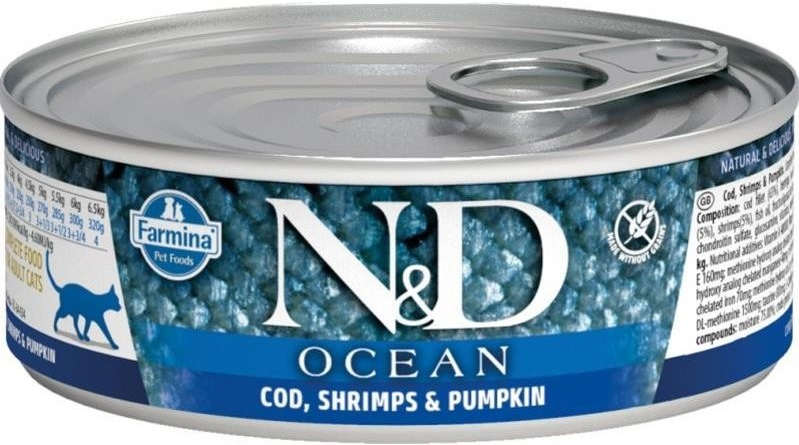 N&D CAT OCEAN Kitten Tuna & Cod & Shrimp & Pumpkin 80 g