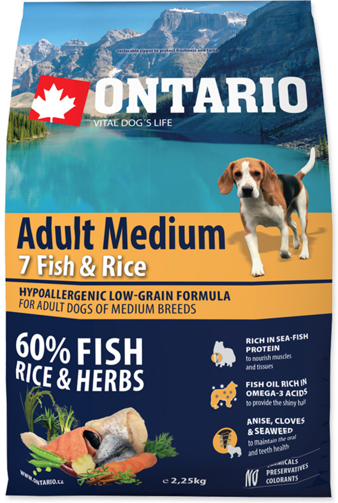 Ontario Adult Medium 7 Fish & Rice 2,25 kg