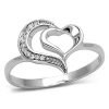 Stříbrný, rhodiovaný dámský prsten s Cubic Zirconia Stříbro 925 - Srdce Suzan (Dámský stříbrný, rhodiovaný prsten s CZ krystaly )