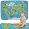 Měkký barevný koberec do dětského pokoje Hrací podložka Mapa světa zvířata 100x150 cm Achoka