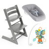 STOKKE® Tripp Trapp® Beech Wood + Newborn Set + Toy Hanger + Hračka k zavěšení Infantino - Storm Grey