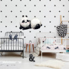 INSPIO Samolepka Samolepky do dětského pokoje - Panda s doplňky v skandinávském stylu 90x90 zvířata, medvědi a sovy černá, plnobarevný motiv