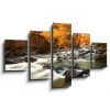 WEBLUX Obraz 5D pětidílný - 125 x 70 cm - Autumn landscape with trees and river, obraz pětidílný 5D, obraz 5D, pětidílný obraz, 5d obraz - DOPRAVA ZDARMA