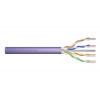 Digitus UTP kabel drát AWG23, měď, Cat.6, box 100m, LSOH, fialová
