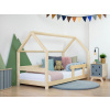 Benlemi Dětská postel domeček TERY s bočnicí Barva: Přírodní dekor bez laku, Rozměr: 80 X 180 cm