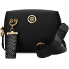 Monnari urban vodotěsná klasická letterman taška crossbody taška s přívěsem na klíčenku a sportovním popruhem s logem - černá
