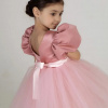 Čína Princeznovské dívčí šatičky s tutu sukní, balonovými rukávy a saténovou mašlí, 3 - 8 let Barva: Růžová 3, Velikost: 7T / 140