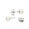 NBP1007 Stříbrné perlové náušnice - bílé perly 3 mm
