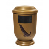 Pohřební Plastová urna na popel, oválné prohlé víčko, zlatá, štítek č. 51, 100 x 50, snítka