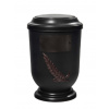 Pohřební Plastová urna na popel, oválné prohlé víčko, černá, štítek č. 51, 100 x 50, snítka