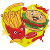 SAMOLEPKA Barevný hamburger s hranolky pravá (10 x 9,3) NA AUTO, NÁLEPKA, FÓLIE, POLEP, TUNING, VÝROBA, TISK, ALZA