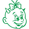 SAMOLEPKA Dítě v autě 006 pravá malá čertice hlavička (12 - zelená) NA AUTO, NÁLEPKA, FÓLIE, POLEP, TUNING, VÝROBA, TISK, ALZA