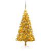 vidaXL Umělý vánoční stromek s LED a sadou koulí zlatý 120 cm PET