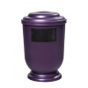 Pohřební Plastová urna na popel, oválné oblé víčko, fialová, štítek č. 51, 100 x 50, bez výzdoby
