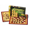 Bonaparte Šachy, dáma, mlýn dřevěné figurky a kameny společenská hra v krabici 35x23x4cm