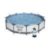 Bazén Bestway s konstrukcí 3,66 x 0,76m světle šedý s pískovou filtrací 2m3/hod