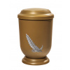 Pohřební Plastová urna na popel, oválné prohlé víčko, zlatá, bez štítku, snítka