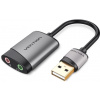 Externí zvuková karta Vention USB External Sound Card 0.15M Gray Metal Type (OMTP-CTIA) (CDKHB)
