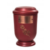 Pohřební Plastová urna na popel, oválné prohlé víčko, červená, štítek č. 53, 100 x 50, růže