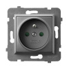 Zásuvka jednonásobná s uzemněním proudový chránič do zásuvky šedá matný Ospel Aria GP-1UZP/m/70