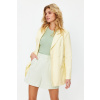 Trendyol Light Yellow Double Breasted Closure Woven Lined Faux Leather Blazer Jacket Other 42 Trendyol