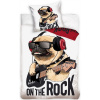 Carbotex · Bavlněné ložní povlečení pes Mops on The Rock - 100% bavlna, renforcé - 70 x 90 cm + 140 x 200 cm