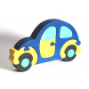 Dřevěné puzzle - AUTO velké modré - Dřevěné vkládací puzzle z masivu - didaktické a motorické hračky - FAUNA