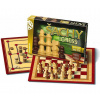 Společenská hra Bonaparte Šachy, dáma, mlýn - dřevěné figurky a kameny