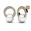 Couple, Elegantní perlové náušnice Fancy ve žlutém zlatě se zirkony, 4535026-0-0-91