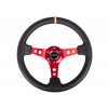 NRG sportovní volant Deep dish 350 mm v koženém provedení červená s označením středu volantu