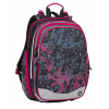 Školní čtyřkomorový batoh Bagmaster ELEMENT 8 A Růžový s květinami