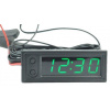 Hadex Teploměr,hodiny,voltmetr panelový 3v1, 12V, zelený, 1 tepl.čidlo