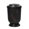 Pohřební Plastová urna na popel, oválné oblé víčko, černá, štítek č. 51, 100 x 50, snítka