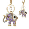 Přívěsek na kabelku, klíčenka Slon s fialovým kamínky (Dárky se slonem, sloni)