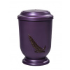 Pohřební Plastová urna na popel, oválné prohlé víčko, fialová, bez štítku, snítka
