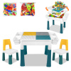 VA-Cerulean dětský stůl se židlemi dětská sedací souprava se 163 kusy stavebnic víceúčelový stůl pro batolata hrací stůl dětský nábytek pro chlapce a dívky