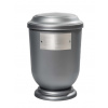 Pohřební Plastová urna na popel, oválné prohlé víčko, stříbrná, štítek č. 52, 100 x 50, bez výzdoby