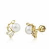 Couple, Něžné perlové náušnice Angelio, žluté zlato a zirkony, 6630006-0-0-91