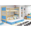Signal Dětská patrová postel s výsuvnou postelí RICO 200x90 cm Modrá Borovice