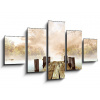 WEBLUX Obraz 5D pětidílný - 125 x 70 cm - Jesienna sceneria z drewnianym molo na jeziorze, obraz pětidílný 5D, obraz 5D, pětidílný obraz, 5d obraz - DOPRAVA ZDARMA