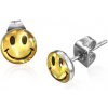 Šperky eshop - Okrúhle oceľové náušnice - reflexný smajlík X29.10 Šperky eshop - Okrúhle oceľové náušnice - reflexný smajlík X29.10