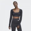 Adidas Studio Lounge Ribbed Cropped Long Sleeve Tee W HH8502 (106059) L Adidas Studio Lounge Ribbed Cropped Long Sleeve Tee W HH8502 (106059) L