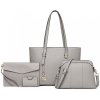 Miss Lulu Set 4 produktov biznis kabelka crossbody kabelka listová kabelka a dokladovka sivý
