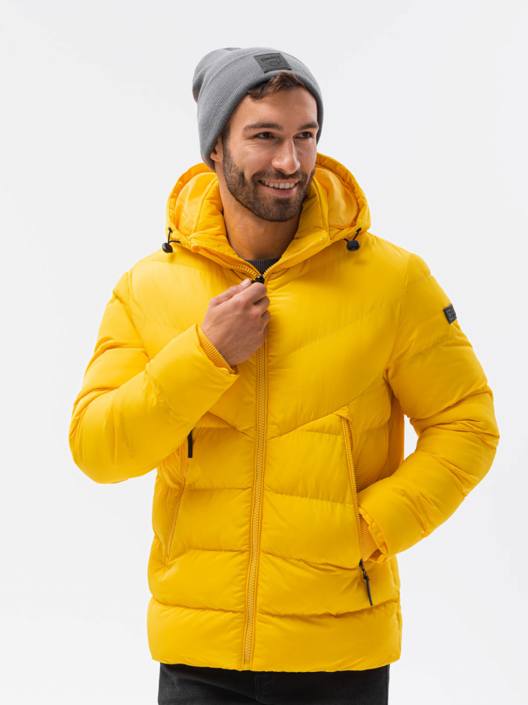 Ombre Clothing pánska zimná bunda Volkmar žltá C519