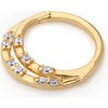 Lillian Vassago Zlatý dvojitý piercing krúžok ozdobený zirkónmi LLV92-GPI024SP