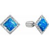 Strieborné náušnice pecka s modrým syntetickým opálom a biele krištáľmi Preciosa štvorec 31318.1 blue Strieborné náušnice pecka s modrým syntetickým opálom a biele krištáľmi Preciosa štvorec 31318.1 blue