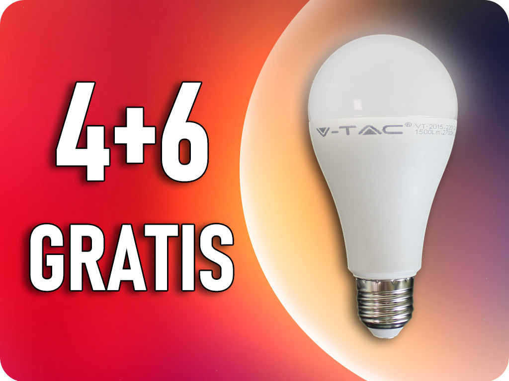 V-TAC E27 LED žiarovka 15W, A65, 4+6 Teplá biela